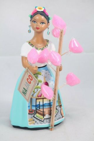 Lupita Najaco Ceramic Doll/figurine Mexican Cotton Candy Seller Pastel Blue