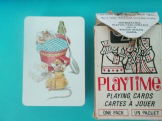 Vintage Playtime Miniature Mini Playing Cards 2 little mice mouse USA 4