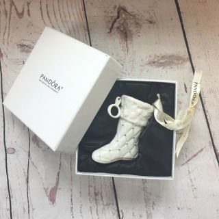 Pandora 2012 Christmas White Stocking Boot Ornament Limited Edition Fancy W/ Box