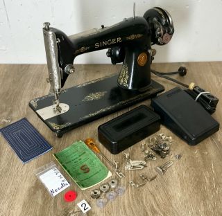 1927 Singer 66 Scroll Sewing Machine Electric Heavy Duty Serviced Perfect