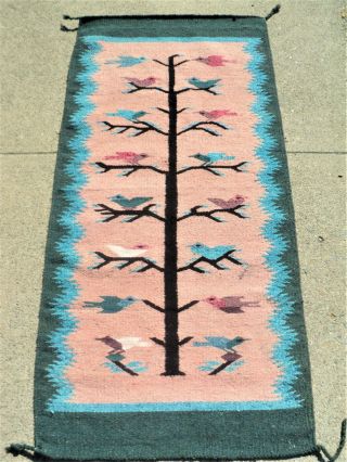 Vintage Mexican Tree Of Life Rug Blanket Birds Textile