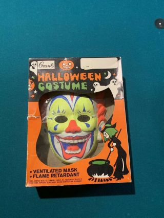 Vintage Halloween Mask Clown W Box