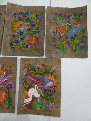 5 AMATE BARK PAINTING SET mexican hanging folk art hand painted 3