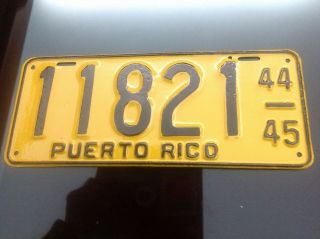 Puerto Rico License Plate 1944 - 45