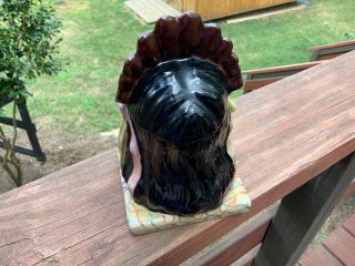 Vintage Ceramic Porcelain Indian Chief Head Tobacco Jar Humidor 4