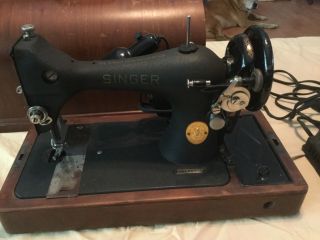 Vintage Portable Singer Sewing Machine Bent - Wood Case W/ Key Bentwood