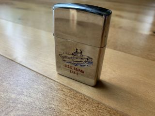 1985 U.  S.  S.  Saipan Lha - 2 Vintage Zippo Lighter Rare