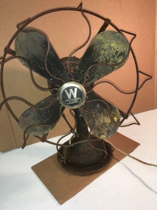Antique Westinghouse 12 Brass Blade Oscillating Fan Style 315745 Non