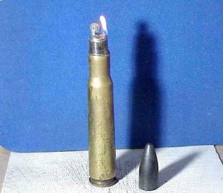 Ww2 Era Brass Bullet/shell Shape Trench Art Lighter,  Vtg 1940s & 5.  3/8” Tall