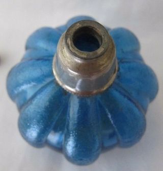 Antique Victorian Blue Textured Mold Glass Perfume Bottle