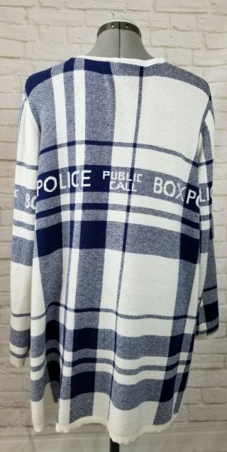 Doctor Who Her Universe Knit Sweater - Size 2XL - Police Box - Blue White - Shrug - Cape 4