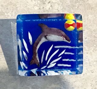 Fab Rverse Carved Lucite Button With Dolphin Animal Life