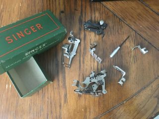 1954 Singer 221 sewing machine,  with case & attachments 5