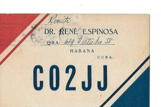1946 Co2jj Habana Cuba Qsl Radio Card.