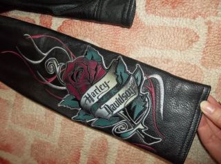 Harley Davidson Motorcycle jacket size Medium M Rose women ' s 97026 - 08VW tattoo 2