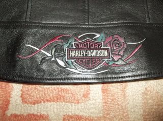 Harley Davidson Motorcycle jacket size Medium M Rose women ' s 97026 - 08VW tattoo 8
