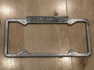 Rare 1940s Hollywood License Plate Frame 1940 - 1955 Large Frame Cast Aluminum