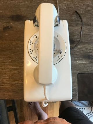 Vintage White Western Electric Bell System 554 Bmp Rotary Wall Telephone