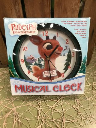 Rudolph The Red Nosed Reindeer 8 " Dia.  Musical Wall Clock - 2005 & Stand