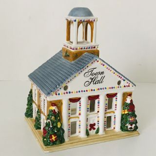 Spode World Of Christmas 2005 Town Hall Candle Holder Porcelain Building