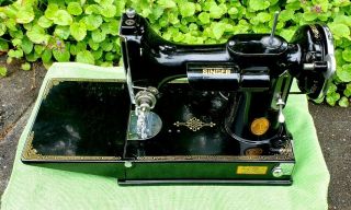 Minty 1934 Singer 221 Featherweight Sewing Machine Ad789975 & Orig Case