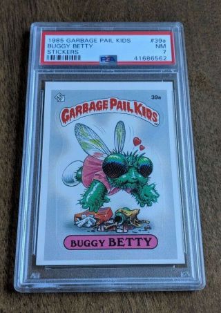 1985 Topps Gpk The Garbage Pail Kids Buggy Betty 39a Psa 7 Os1 1st Series