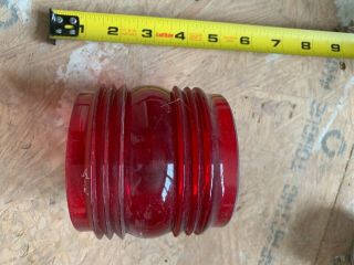 Red Kopp Fresnel Lens 3 1/4 " Short Lantern Globe No Chips Or Cracks