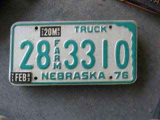 1983 83 Nebraska Farm Truck Trk License Plate Tag Decoration Sweet 38 3310
