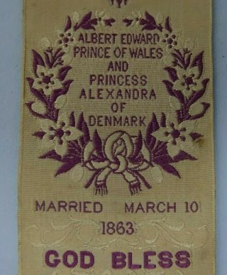 Early Book Mark Albert Edward Prince Of Wales 1863 Wedding Stevengraph