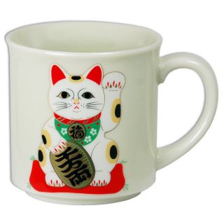 Japanese 3.  5 " H Porcelain Tea Coffee Mug Cup Lucky Maneki Neko Cat /made In Japan