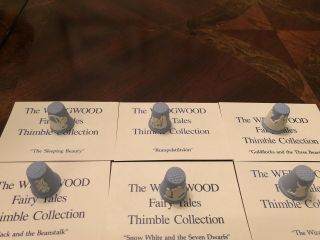 Set of 12 Wedgwood Jasperware Fairy Tale Thimbles Blue Jasperware England 5