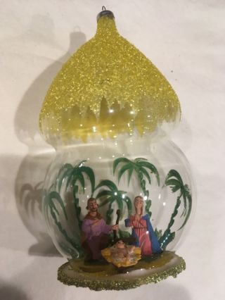 Vintage Nativity Scene Inside Glass Christmas Ornament