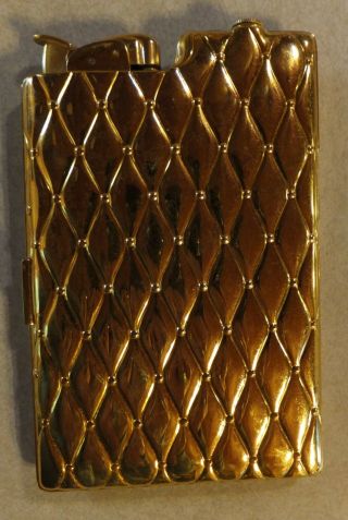 Vintage Evans Combo Lighter & Cigarette Holder Gold Tone Diamond Quilt Pattern