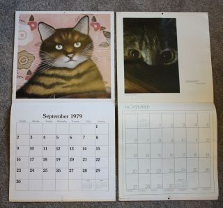 2 Wall Calendars 1977 Company of Cats 1979 Christine Chagnoux Cats 3