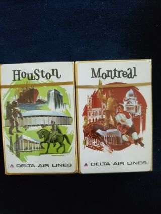 Playing Cards Delta Air Lines Vintage Houston And Montreal.