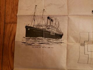 Rare White Star Line Baltic 2nd Class Desk Plan Foldout Poster Titanic 4