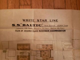 Rare White Star Line Baltic 2nd Class Desk Plan Foldout Poster Titanic 5