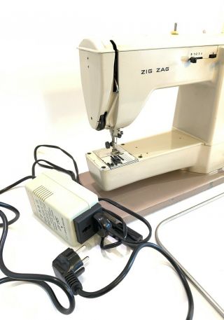 Vintage ELNA automatic Sewing Machine Zig Zag w/ Case and European To US Adapter 2