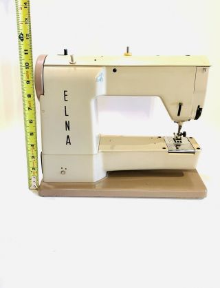 Vintage ELNA automatic Sewing Machine Zig Zag w/ Case and European To US Adapter 7