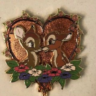 Disney Le 500 Bambi & Faline Valentines Glitter Heart U.  K.  Pin