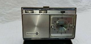 Vintage Westinghouse A/M Transistor Radio Travel Wind Up Alarm Clock, 2