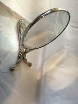 Vintage 2 Sided Hand & Standup Godinger Ornate Vanity Dresser Mirror Silver