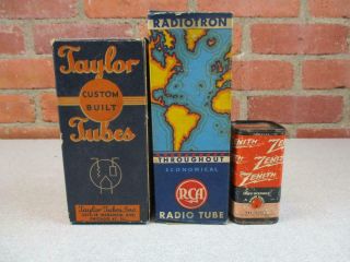 3 Zenith Rca Taylor Vacuum Tube Boxes For Display
