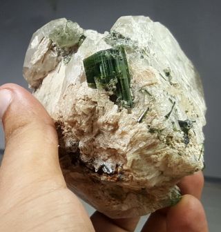 624 Grams Green Tourmaline With Quartz Specimen From Paprok Afg