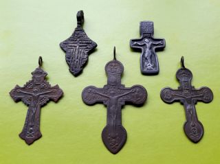 Ancient Russian Empire Bronze Crosses Christian Orthodox Church