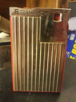 Vintage Arvin 6 Transistor Radio,  Model 64r03,  Bright Red With Case