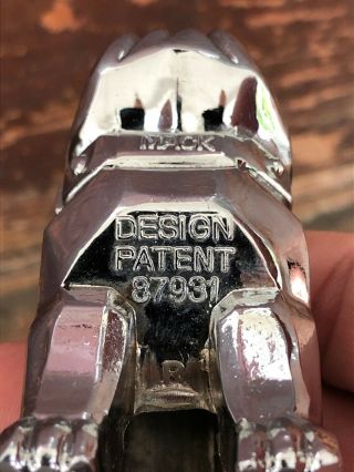 Vintage Mack Truck Chrome Bulldog Hood Ornament Patent 87931 Rat Rod USA Made 6