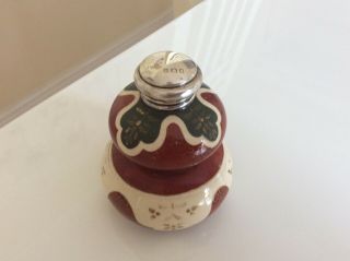 Fine Antique Silver Hallmarked Gourd Handpainted Perfume/ Scent Bottle.