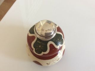 Fine antique silver hallmarked gourd handpainted perfume/ scent bottle. 4