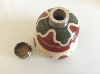 Fine antique silver hallmarked gourd handpainted perfume/ scent bottle. 5